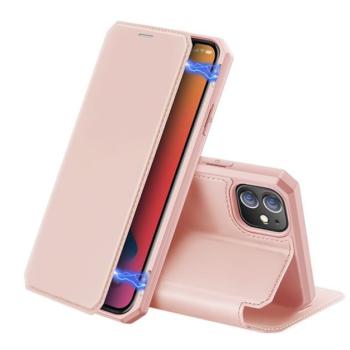 DUX DUCIS SKIN X tok álló, bőr hatású (FLIP, oldalra nyíló, asztali tartó, vezeték nélküli töltés támogatás) RÓZSASZÍN Apple iPhone 12, Apple iPhone 12 Pro kép