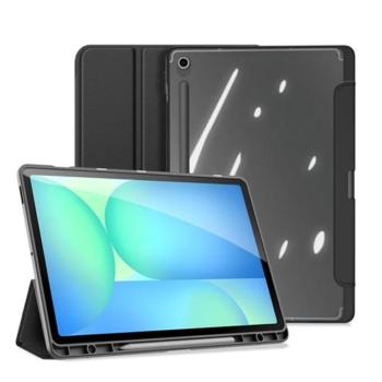 DUX DUCIS TOBY tok álló, bőr hatású (aktív FLIP, oldalra nyíló, TRIFOLD, asztali tartó, ceruza tartó) FEKETE Samsung Galaxy Tab S10 FE Plus WIFI (SM-X626), Galaxy Tab S10 FE Plus LTE (SM-X62 kép