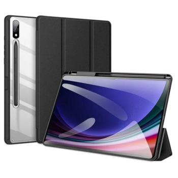 DUX DUCIS TOBY tok álló, bőr hatású (aktív FLIP, oldalra nyíló, TRIFOLD, asztali tartó, ceruza tartó) FEKETE Samsung Galaxy Tab S10 Plus LTE (SM-X826B), Galaxy Tab S10 Plus WIFI (SM-X820) kép