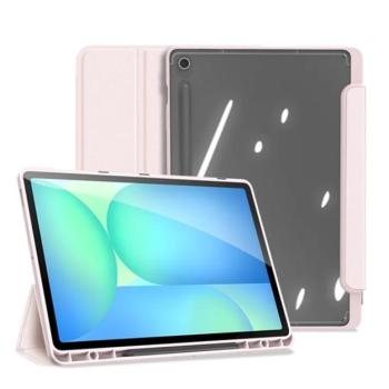 DUX DUCIS TOBY tok álló, bőr hatású (aktív FLIP, oldalra nyíló, TRIFOLD, asztali tartó, ceruza tartó) RÓZSASZÍN Samsung Galaxy Tab S10 FE Plus WIFI (SM-X626), Galaxy Tab S10 FE Plus LTE (S kép