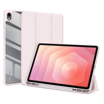 DUX DUCIS TOBY tok álló, bőr hatású (aktív FLIP, oldalra nyíló, TRIFOLD, asztali tartó, ceruza tartó) RÓZSASZÍN Samsung Galaxy Tab S11 5G (SM-X736B), Galaxy Tab S11 WIFI (SM-X730) kép