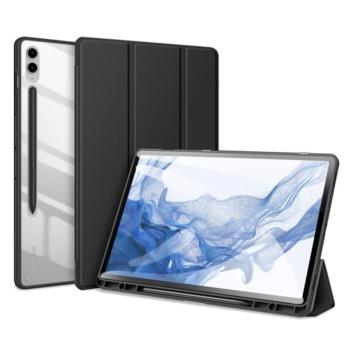 DUX DUCIS TOBY tok álló, bőr hatású (aktív FLIP, oldalra nyíló, TRIFOLD, S Pen tartó) FEKETE Samsung Galaxy Tab S9 FE Plus LTE (SM-X616), Galaxy Tab S9 FE Plus WIFI (SM-X610) kép
