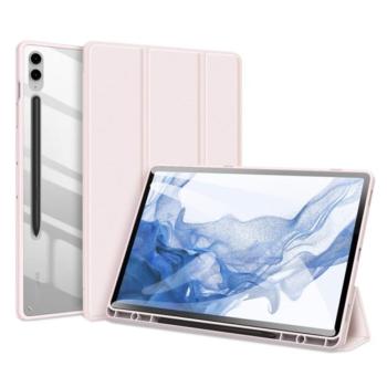 DUX DUCIS TOBY tok álló, bőr hatású (aktív FLIP, oldalra nyíló, TRIFOLD, S Pen tartó) RÓZSASZÍN Samsung Galaxy Tab S9 FE Plus LTE (SM-X616), Galaxy Tab S9 FE Plus WIFI (SM-X610) kép