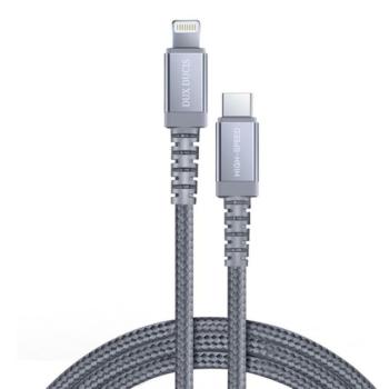 DUX DUCIS X2 adatkábel és töltő (Type-C - lightning 8pin, 2000 mAh, PD gyorstöltés támogatás, 100cm, MFi) SZÜRKE Apple iPhone 7 4.7, Apple iPhone 7 Plus 5.5, Apple IPAD mini 4, Apple IPAD Pro kép