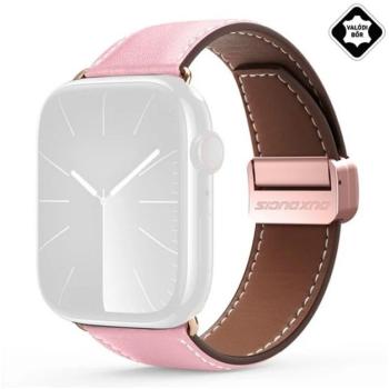 DUX DUCIS YA pótszíj (egyedi méret, nagy, valódi bőr, mágneses) RÓZSASZÍN Apple Watch Ultra 2 49mm, Watch Ultra 49mm, Watch Series 9 45mm kép
