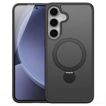 DUX DUCIS YIND szilikon telefonvédő (ütésállóság, kameravédő, matt, MagSafe, kitámasztó) FEKETE Samsung Galaxy S25 Plus (SM-S936) kép