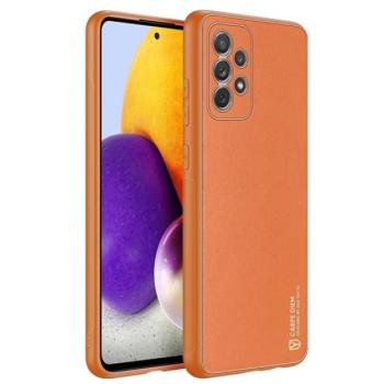 DUX DUCIS YOLO műanyag telefonvédő (szilikon keret, közepesen ütésálló, fémhatású keret, bőr hatású hátlap) NARANCSSÁRGA Samsung Galaxy A72 4G (SM-A725F), Samsung Galaxy A72 5G (SM-A72 kép