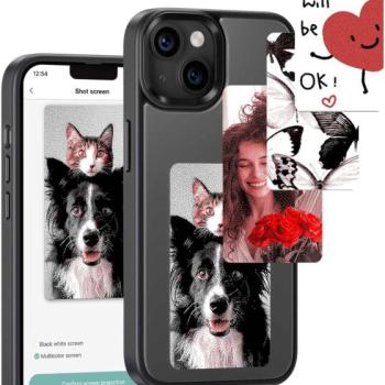 E-Ink okos telefontok, programozható NFC kijelzővel iPhone 14 Pro, fekete kép