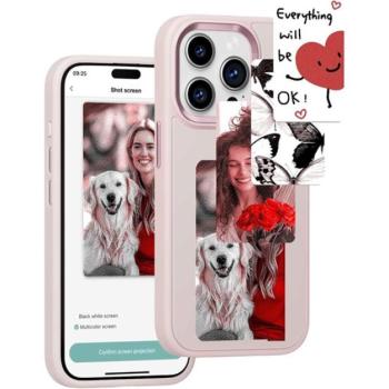 E-Ink okos telefontok, programozható NFC kijelzővel iPhone 15 Pro Max, rózsaszín kép