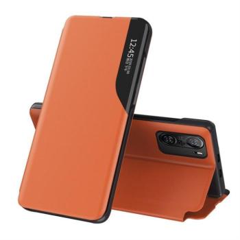 Eco bőr nézet tok elegáns flipes kihajtható tok Xiaomi Redmi K40 Pro + / K40 Pro / K40 / POCO F3 narancssárga kép