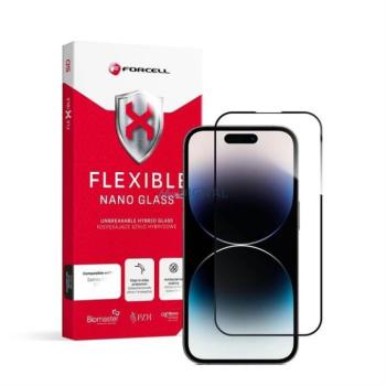 Edzett üvegfólia (Tempered Glass) Forcell Flexibilis 5D Full Glue Iphone 14 Pro 6,1&quot; fekete kép