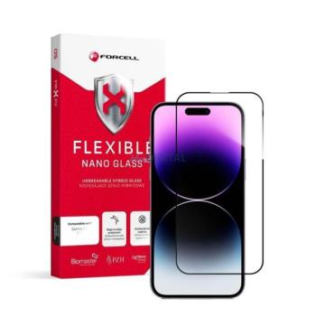 Edzett üvegfólia (Tempered Glass) Forcell Flexibilis 5D Full Glue Iphone 14 Pro Max 6,7&quot; fekete kép