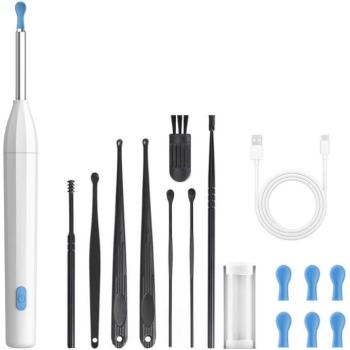Elektromos fültisztító készlet, otoszkóp, HD mini kamerával, Wifi-s, LED világítással, Wooze Visual Ear Cleaner, fehér kép