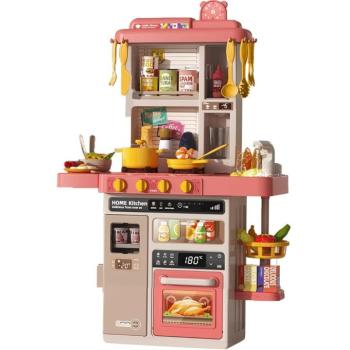 Elektromos játékkonyha, világítással, hangokkal, gőz és víz effektekkel, 50 db-os készlet, Wooze Dream Kitchen, rózsaszín/barna kép