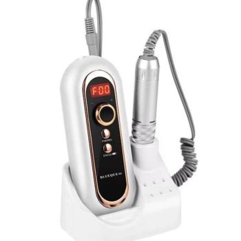 Elektromos körömcsiszoló gép, akkumulátoros, kijelzővel, hordozható, övcsipesszel, Blueque BQ-504, fehér kép