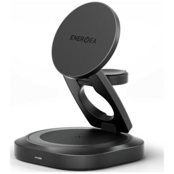 Energea Alumag GYRO 360 3in1 vezeték nélküli wireless töltő, forgatható, összecsukható, Qi2.2, 25W, fekete kép