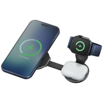 Energea Alumag Trio 2 Aluminium 3in1 vezeték nélküli wireless töltő, összecsukható, hordozható, Qi2.2, 25W, ezüst kép