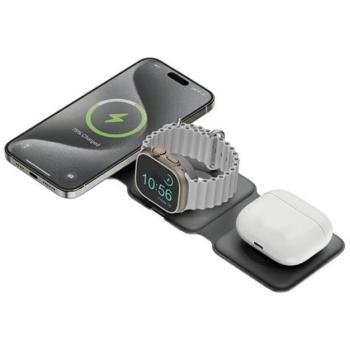Energea Bazic GoMag Trio Plus 3in1 MagSafe kompatibilis vezetéknélküli gyorstöltő, 15W, szürke kép