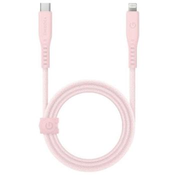 Energea Flow C94 USB-C / Lightning MFI szövet gyorstöltő- és adatkábel, 1.5m, 60W, 3A, rózsaszín kép