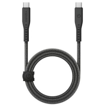 Energea kabel Flow USB-C / USB-C szövet gyorstöltő- és adatkábel, 1.5m, 240W, 5A, fekete kép