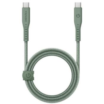 Energea kabel Flow USB-C / USB-C szövet gyorstöltő- és adatkábel, 1.5m, 240W, 5A, zöld kép