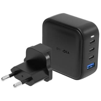 Energea Travelite GAN100 1xUSB-A/ 3xUSB-C utazó gyorstöltő adapter, (PD-PPS-QC 3.0) 100W, fekete (US/EU) kép