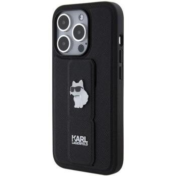 Eredeti előlap KARL LAGERFELD KLHCP14XGSACHPK iPhone 14 Pro Max (Gripstand Saffiano choupette PIN / fekete) tok kép