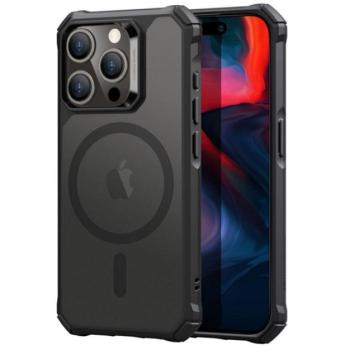 ESR AIR ARMOR HALOLOCK műanyag telefonvédő (ütésállóság, légpárnás sarok, MagSafe) FEKETE Apple iPhone 15 Pro kép