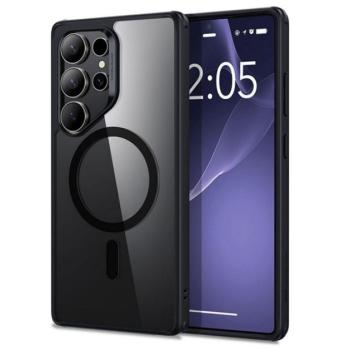 ESR CH HALOLOCK szilikon telefonvédő (ütésállóság, légpárnás sarok, átlátszó hátlap, MagSafe) FEKETE Samsung Galaxy S25 Ultra (SM-S938) kép