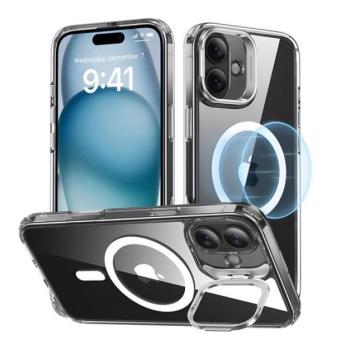 ESR CH HALOLOCK szilikon telefonvédő (ütésállóság, légpárnás sarok, kitámasztó, MagSafe) ÁTLÁTSZÓ Apple iPhone 16 Plus kép