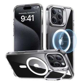 ESR CH HALOLOCK szilikon telefonvédő (ütésállóság, légpárnás sarok, kitámasztó, MagSafe) ÁTLÁTSZÓ Apple iPhone 16 Pro Max kép