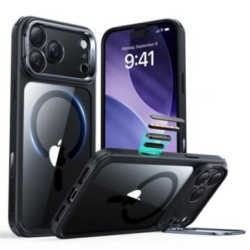 ESR CLASSIC HYBRID szilikon telefonvédő (ütésállóság, légpárnás sarok, kitámasztó, MagSafe) FEKETE Apple iPhone 17 Pro kép