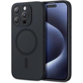 ESR CLOUD HALOLOCK szilikon telefonvédő (matt, ütésállóság, kameravédő, MagSafe) FEKETE Apple iPhone 15 Pro Max kép