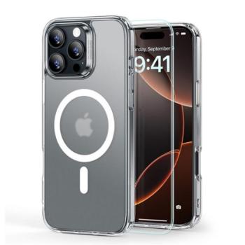ESR HYBRID HALOLOCK szilikon telefonvédő (ütésállóság, légpárnás sarok, MagSafe, matt + képernyővédő üveg) ÁTLÁTSZÓ Apple iPhone 16 Pro Max 5G kép