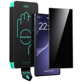 ESR képernyővédő üveg (2.5D, 0.33mm, 9H, betekintés védelem + segédkeret) FEKETE kép