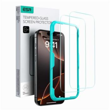 ESR képernyővédő üveg 2db (2.5D, 0.33mm, 9H + segédkeret) ÁTLÁTSZÓ Apple iPhone 16 Plus kép