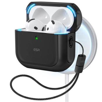 ESR ORBIT HALOLOCK műanyag tok (ütésállóság, kézpánt, MagSafe) FEKETE Apple AirPods 4 kép