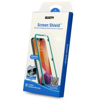 ESR SCREEN SHIELD képernyővédő üveg (2.5D, íves, karcálló, 0.3mm, 9H + felhelyezést segítő keret) ÁTLÁTSZÓ Apple iPhone 13 Pro Max, Apple iPhone 14 Plus kép
