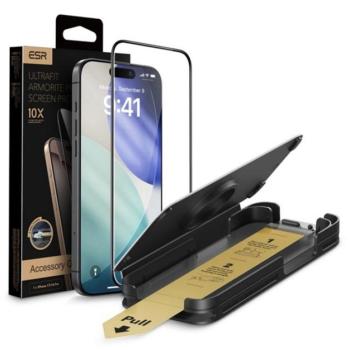 ESR ULTRAFIT ARMORITE PRO képernyővédő üveg (2.5D, 9H + segédkeret) ÁTLÁTSZÓ Apple iPhone 17, iPhone 16 Pro kép