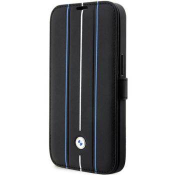 Etui BMW BMBKP14X22RVSK iPhone 14 Pro Max 6,7&quot; fekete Könyvtok Bőr bélyegző kék vonalak kép