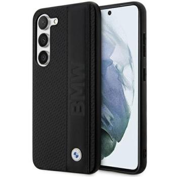 Etui BMW BMHCS23M22RDPK Samsung Galaxy S23+ S916 fekete keménytok bőr texturált és csíkos bőrrel kép