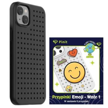 Etui Pinit Dynamic + Emoji Pin iPhone 14 Plus 6.7&quot; fekete minta 1 tok kép