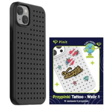 Etui Pinit Dynamic + Tattoo Pin iPhone 14 Plus / 15 Plus 6.7&quot; fekete minta 1 tok kép
