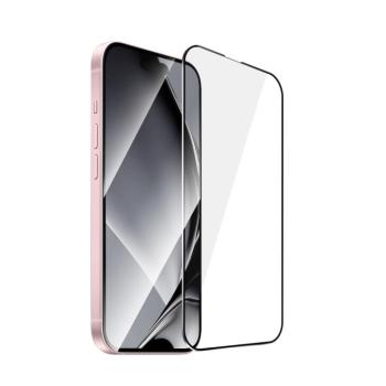 Fémszegélyes edzett üveg fekete szegéllyel iPhone 15 kép
