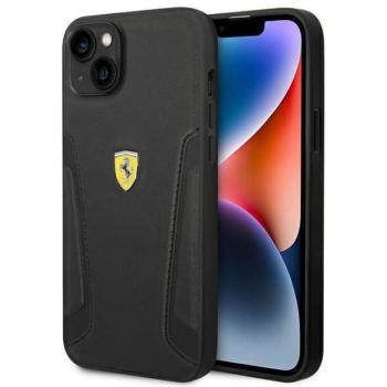 Ferrari FEHCP14MRBUK iPhone 14 Plus / 15 Plus 6.7&quot; fekete keménytok bőr bélyegzős oldalai kép