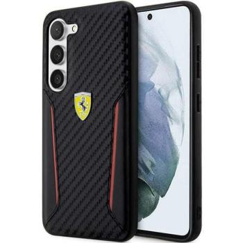 Ferrari FEHCS23MNPYK Samsung Galaxy S23+ S916 fekete keménytok Carbon kontrasztos szegélyek kép
