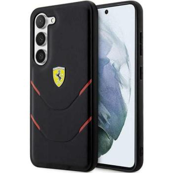 Ferrari FEHCS23SPBAK Samsung Galaxy S23 S911 fekete keménytok forró bélyegző vonalak kép