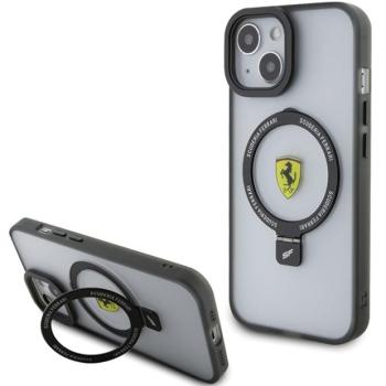 Ferrari FEHMP15SUSCAK iPhone 15 6.1&quot; fekete keménytok gyűrűs állvány 2023 Collection MagSafe kép