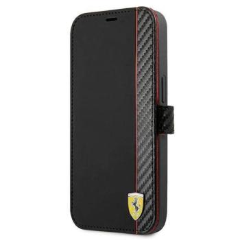 Ferrari FESAXFLBKP13SBK iPhone 13 mini 5,4&quot; fekete On Track csíkos könyvtok kép