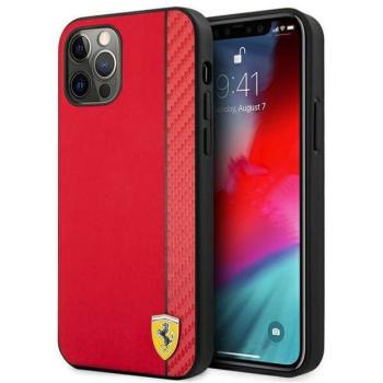Ferrari FESAXHCP12LRE iPhone 12 Pro Max 6,7&quot; piros On Track Carbon csíkos keménytok kép